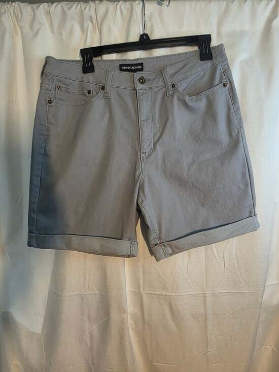 DKNY Jeans Pants - DKNY Jeans Women's Gray Cotton Blend Cuffed Bermuda Shorts Size 12